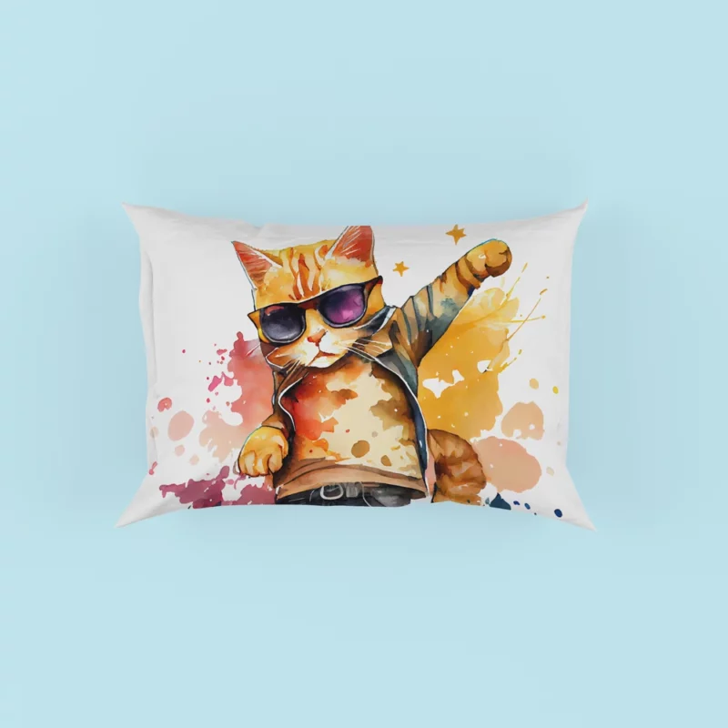 Cool Watercolor Superstar Cat Pillow Cases