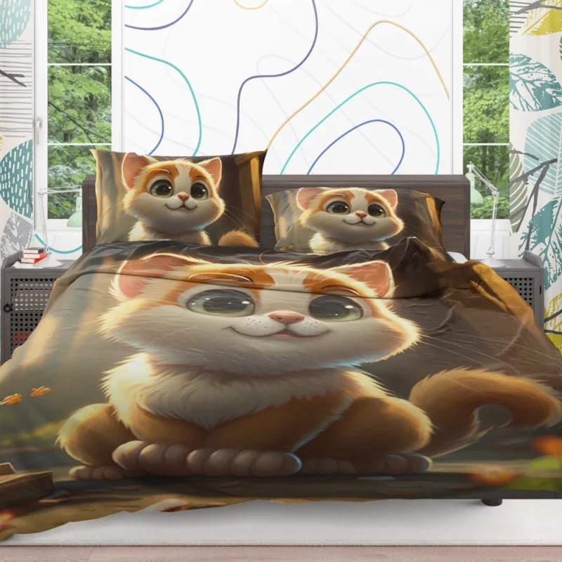 Cute Cartoon Cat Character Bedding Set