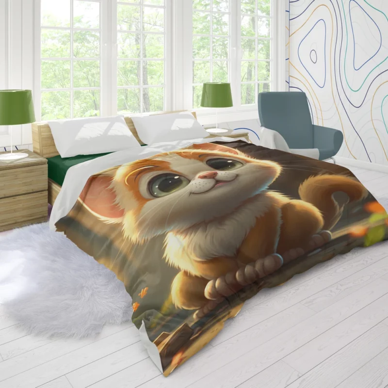 Cute Cartoon Cat Character Duvet Cover