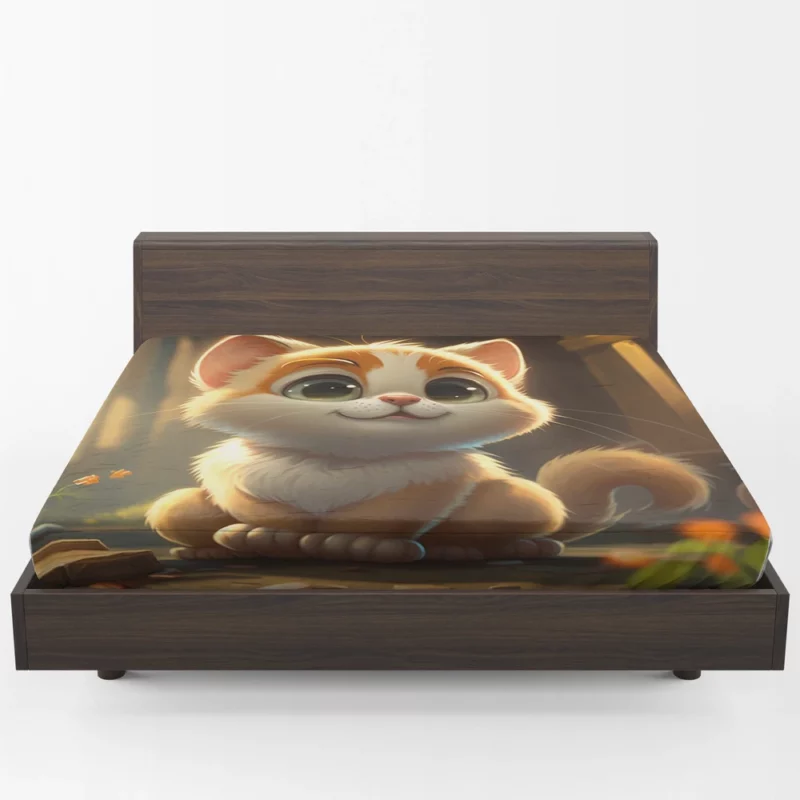 Cute Cartoon Cat Character Fitted Sheet 1