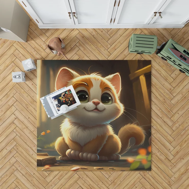 Cute Cartoon Cat Character Rug