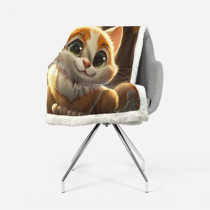 Cute Cartoon Cat Character Sherpa Fleece Blanket 1