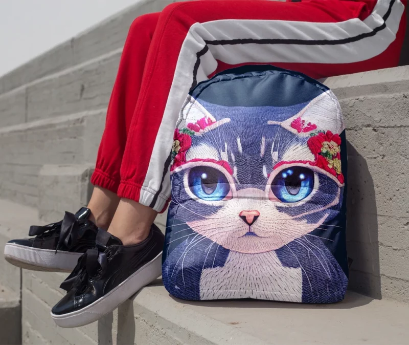 Cute Cartoon Kitty Embroidery Backpack 1