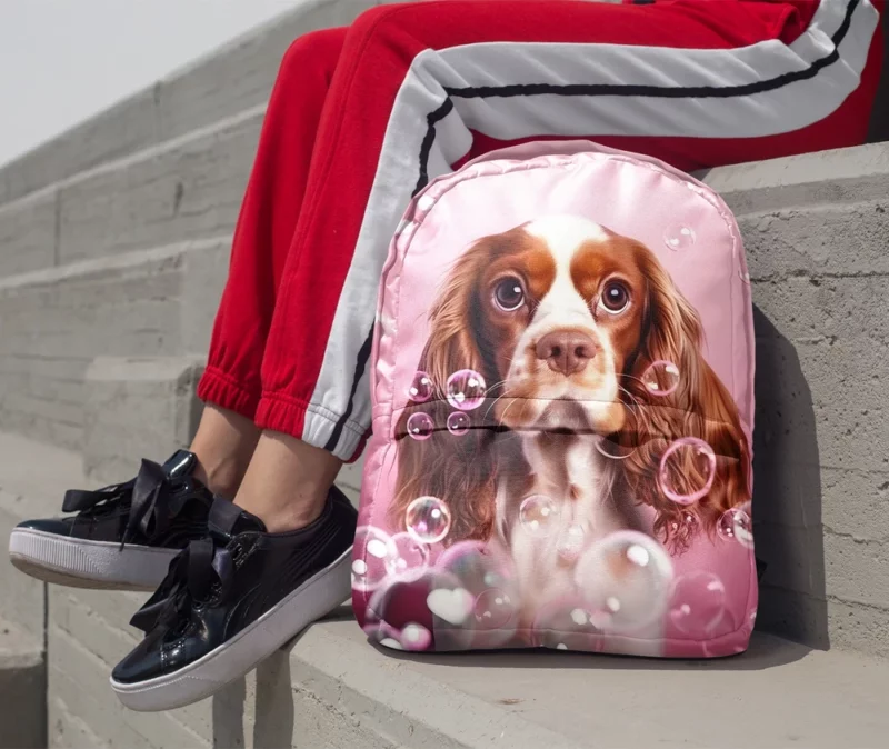 Cute Dog Grooming Portrait Statue Backpack 1