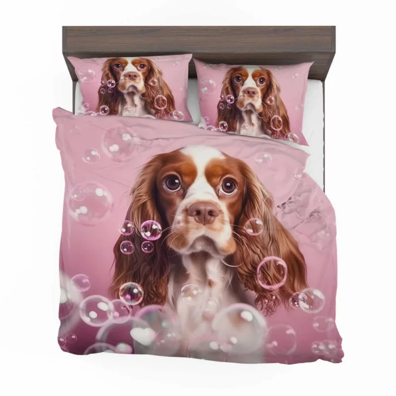 Cute Dog Grooming Portrait Statue Bedding Set 2