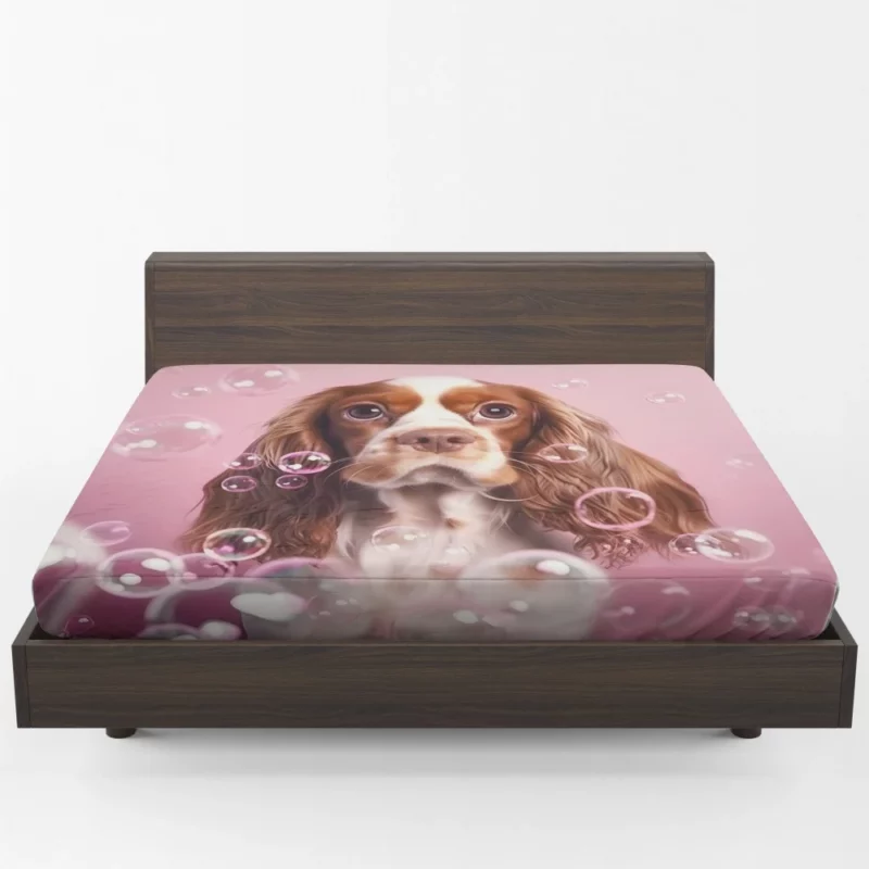 Cute Dog Grooming Portrait Statue Fitted Sheet 1