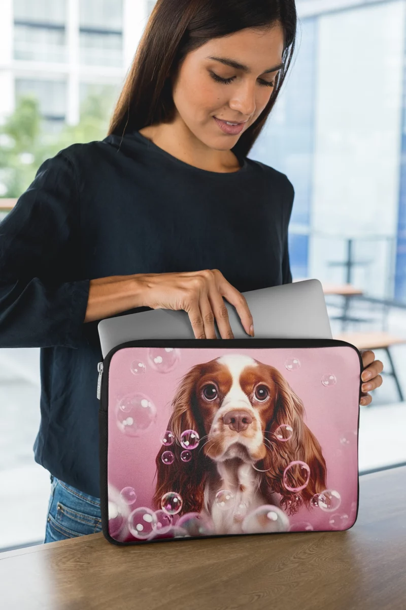 Cute Dog Grooming Portrait Statue Laptop Sleeve 1