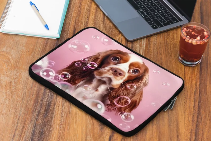 Cute Dog Grooming Portrait Statue Laptop Sleeve 2