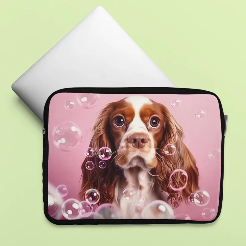 Cute Dog Grooming Portrait Statue Laptop Sleeve