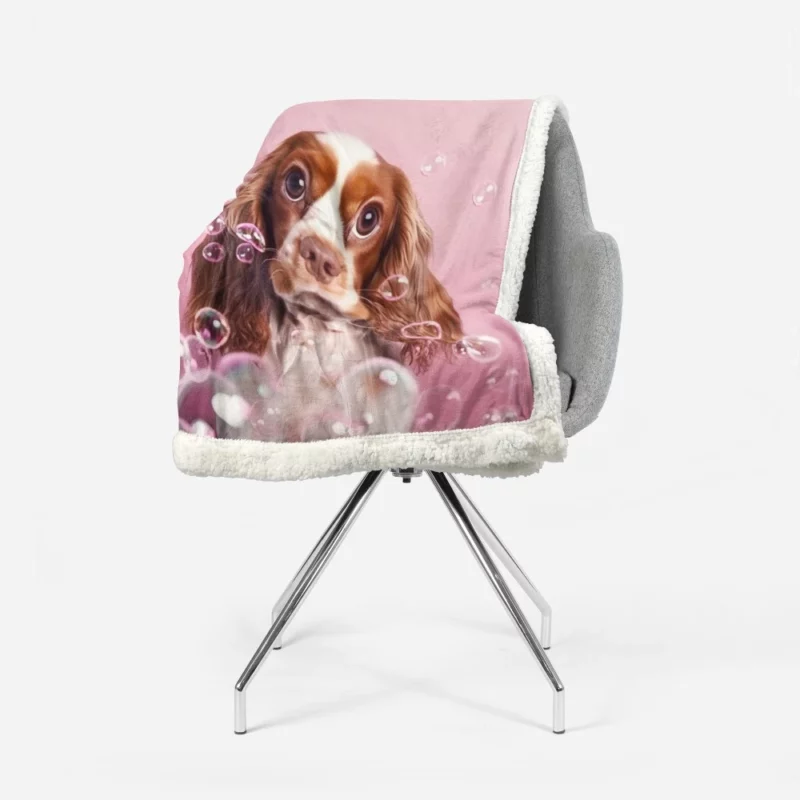 Cute Dog Grooming Portrait Statue Sherpa Fleece Blanket 1