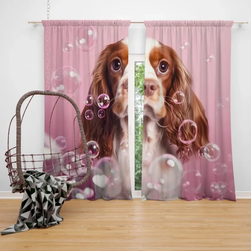 Cute Dog Grooming Portrait Statue Window Curtain