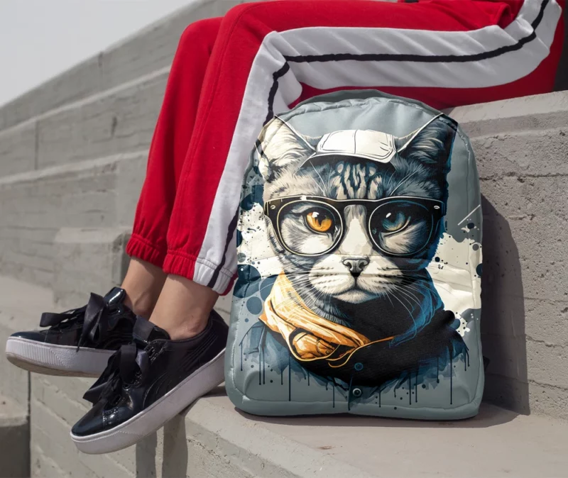 Cute Hand-Drawn Pop Art Cat Backpack 1