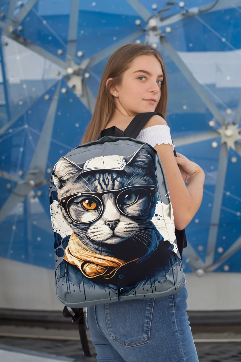 Cute Hand-Drawn Pop Art Cat Backpack 2