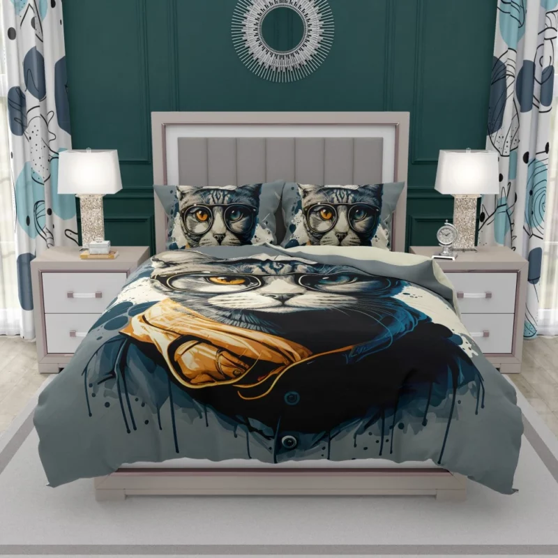 Cute Hand-Drawn Pop Art Cat Bedding Set 1