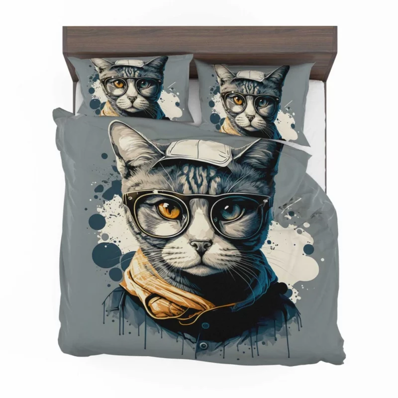 Cute Hand-Drawn Pop Art Cat Bedding Set 2