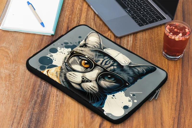 Cute Hand-Drawn Pop Art Cat Laptop Sleeve 2