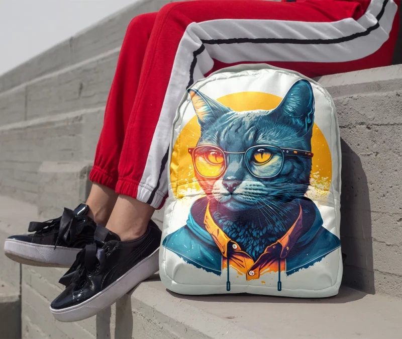 Cute Hipster Pop Art Cat Backpack 1