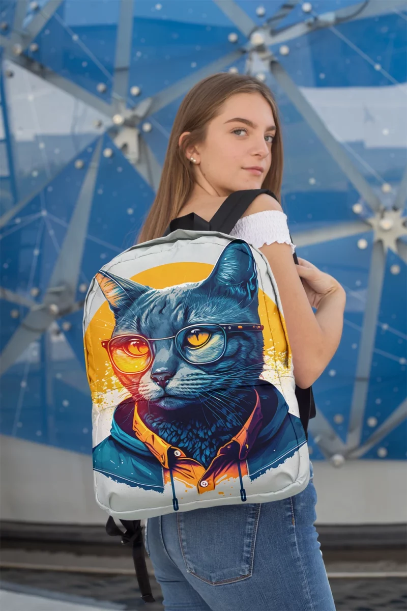 Cute Hipster Pop Art Cat Backpack 2