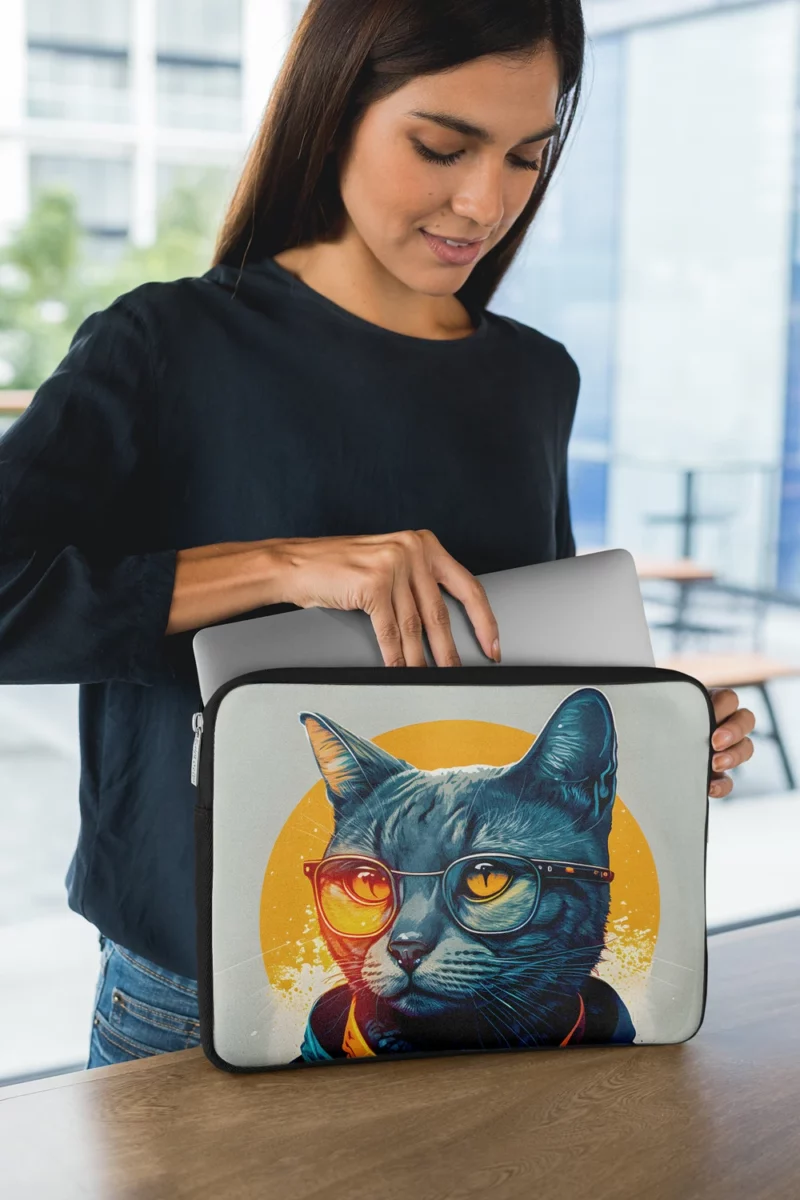 Cute Hipster Pop Art Cat Laptop Sleeve 1