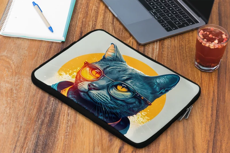 Cute Hipster Pop Art Cat Laptop Sleeve 2