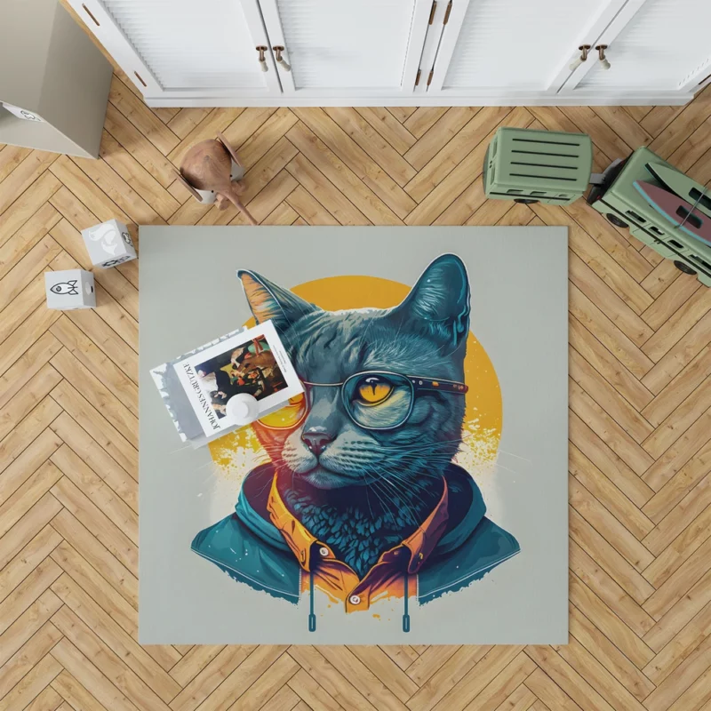 Cute Hipster Pop Art Cat Rug