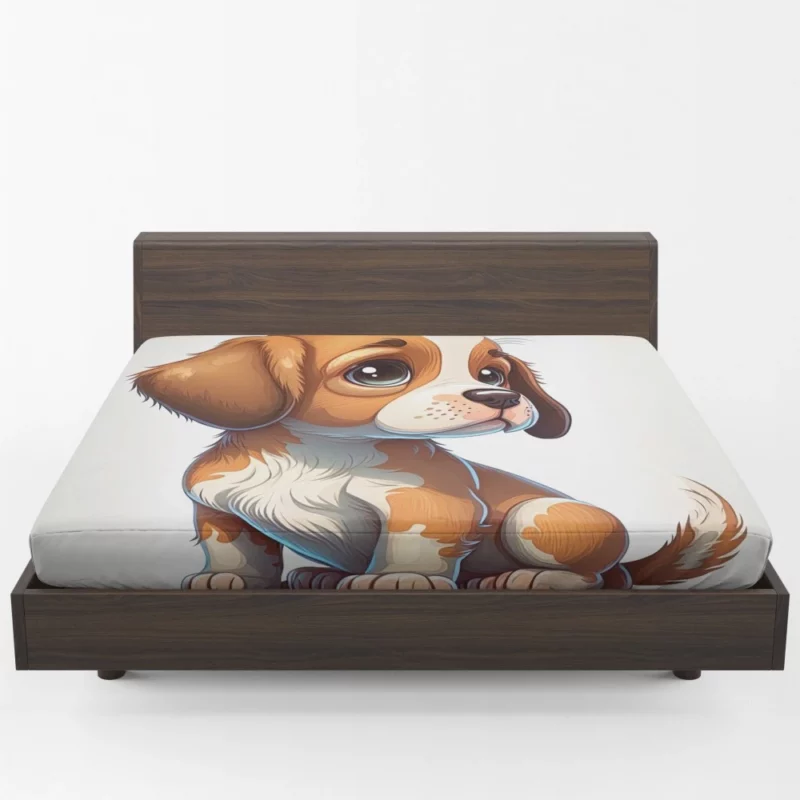 Cute Puppy Dog Portrait Print Fitted Sheet 1