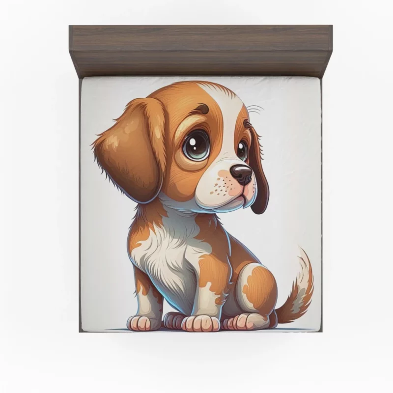 Cute Puppy Dog Portrait Print Fitted Sheet