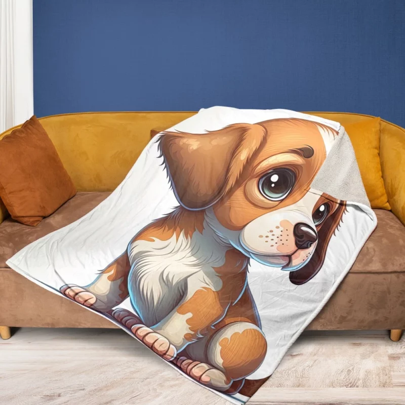 Cute Puppy Dog Portrait Print Fleece Blanket 1