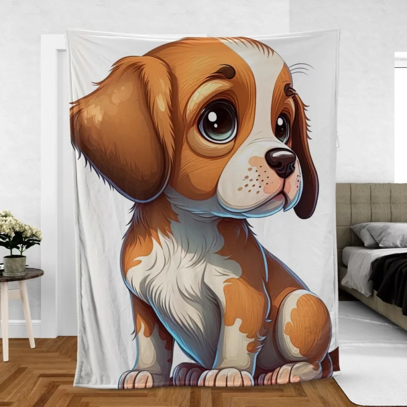 Cute Puppy Dog Portrait Print Fleece Blanket
