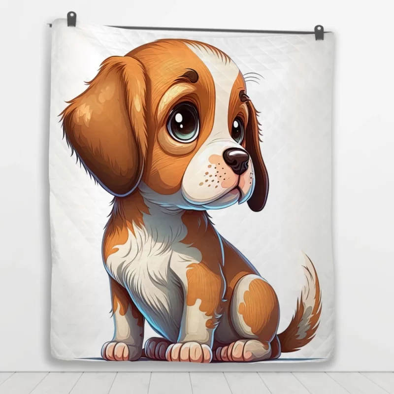 Cute Puppy Dog Portrait Print Quilt Blanket 1