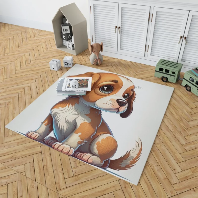 Cute Puppy Dog Portrait Print Rug 1