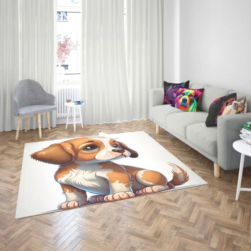 Cute Puppy Dog Portrait Print Rug 2