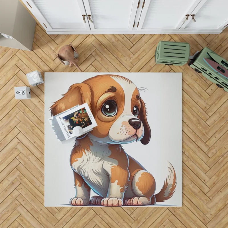 Cute Puppy Dog Portrait Print Rug