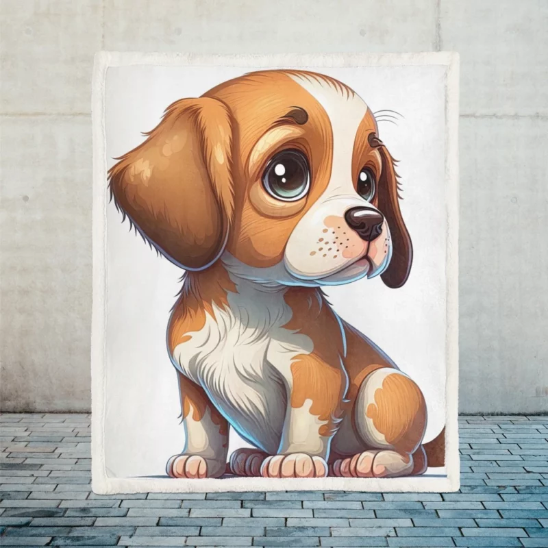 Cute Puppy Dog Portrait Print Sherpa Fleece Blanket