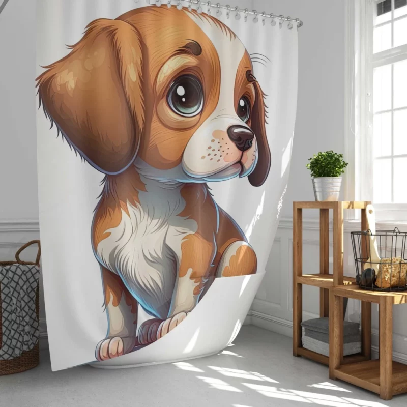 Cute Puppy Dog Portrait Print Shower Curtain
