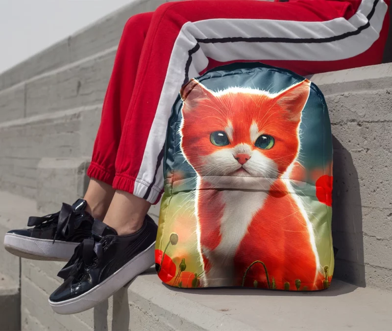 Cute Red and White Cat Backpack 1