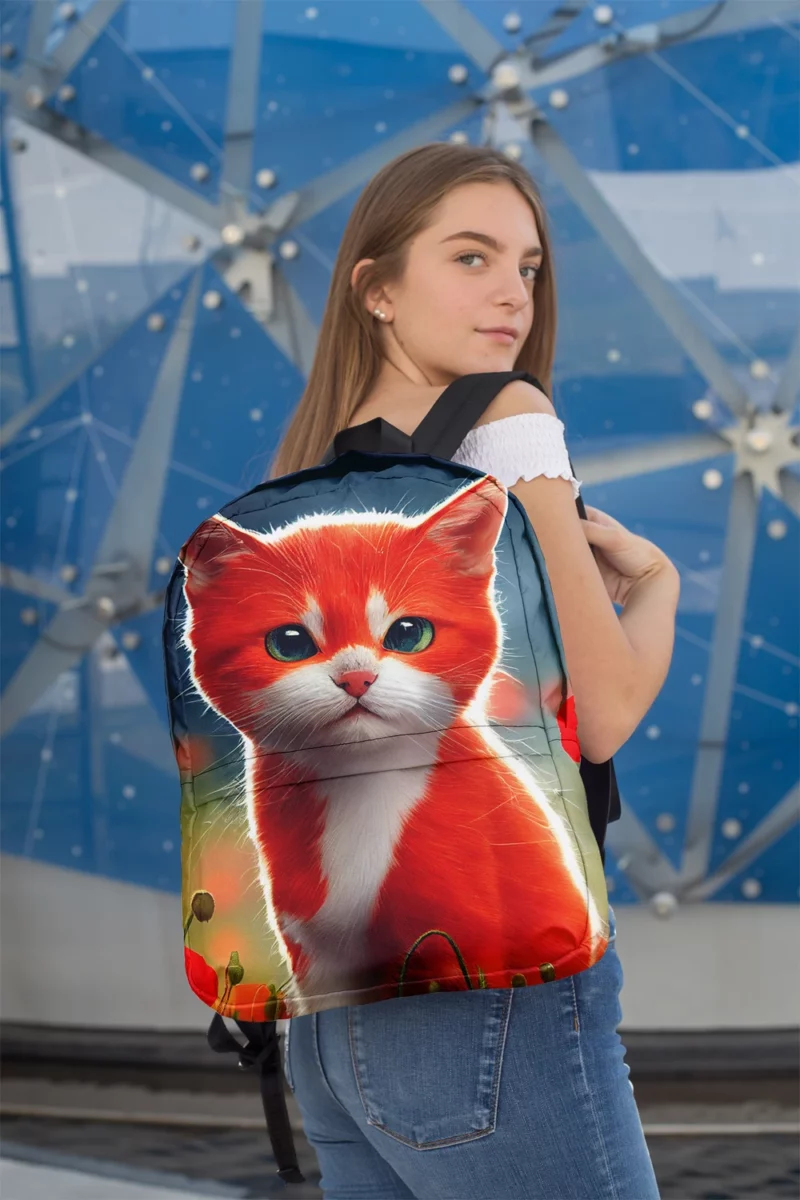 Cute Red and White Cat Backpack 2