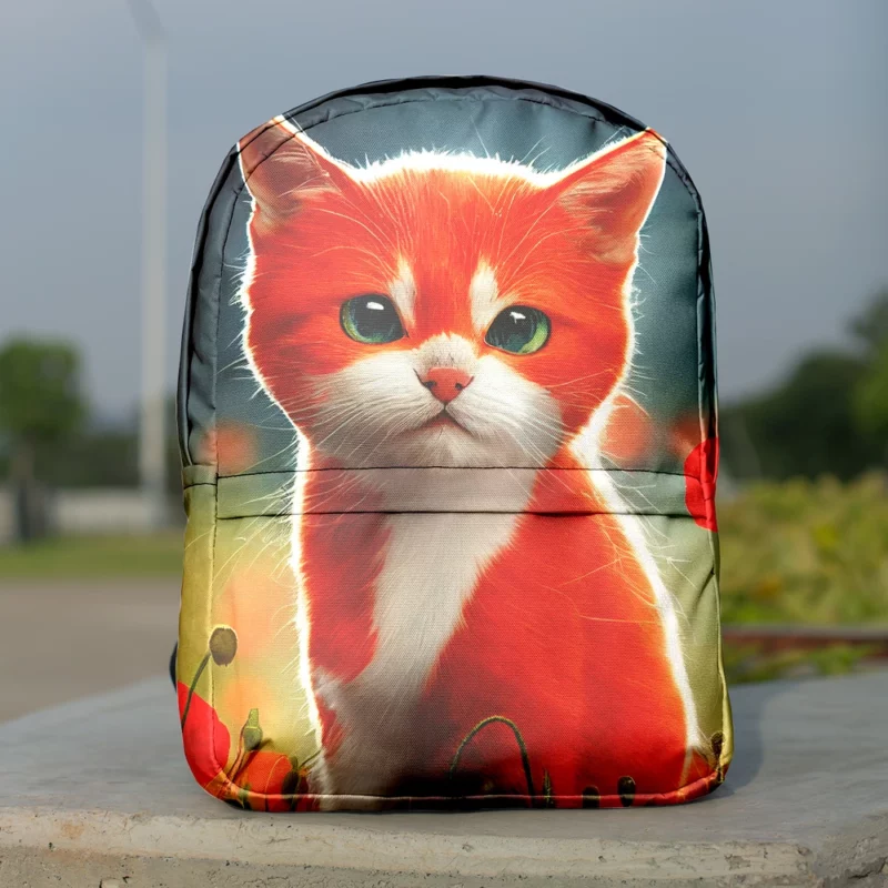 Cute Red and White Cat Backpack