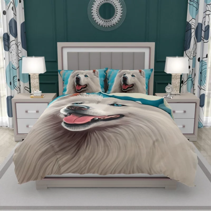 Cute Samoyed Dog Figurine Bedding Set 1