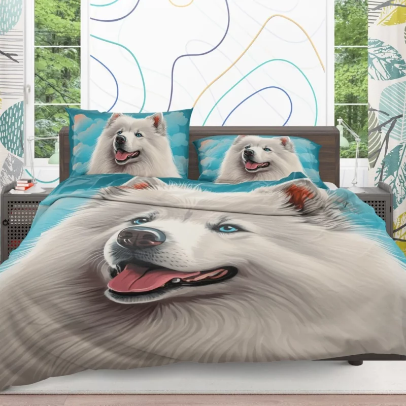 Cute Samoyed Dog Figurine Bedding Set