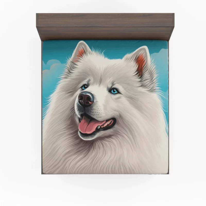 Cute Samoyed Dog Figurine Fitted Sheet