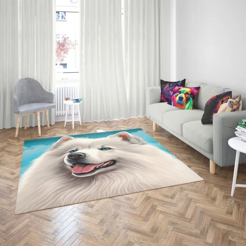 Cute Samoyed Dog Figurine Rug 2