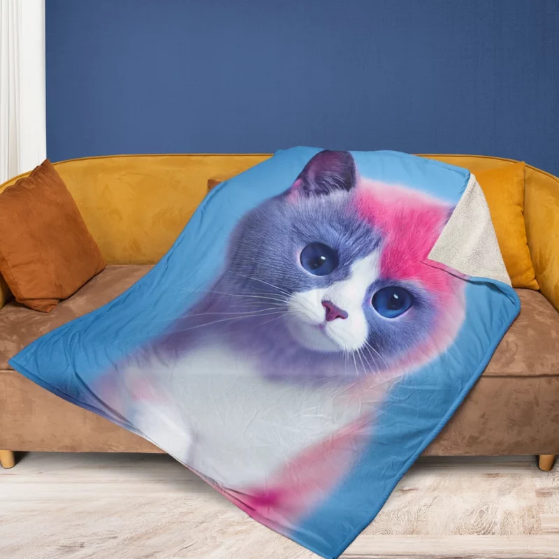 Cute Snowshoe Cat Fleece Blanket 1