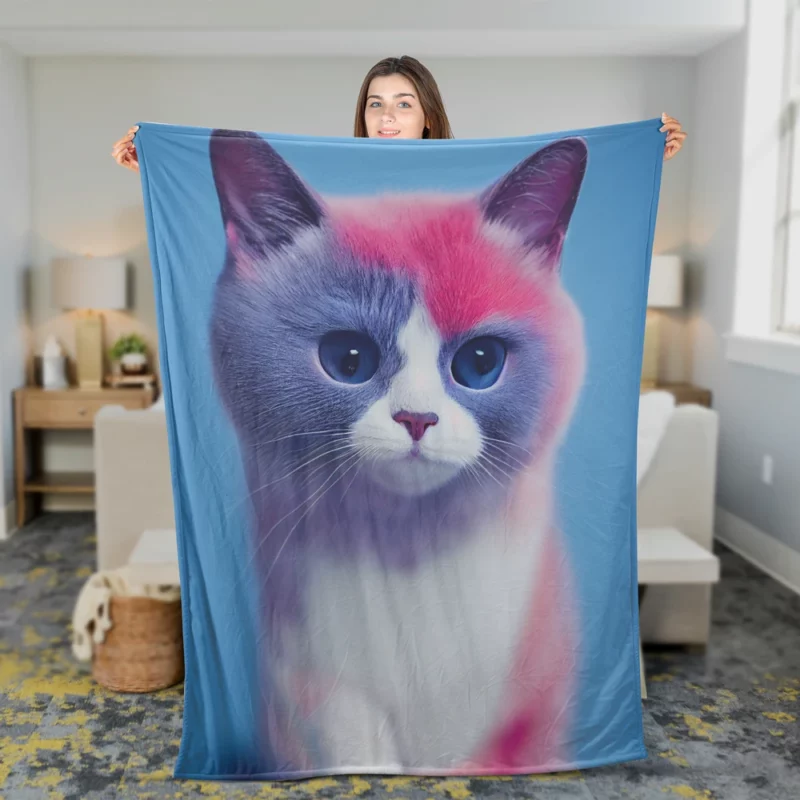 Cute Snowshoe Cat Fleece Blanket 2