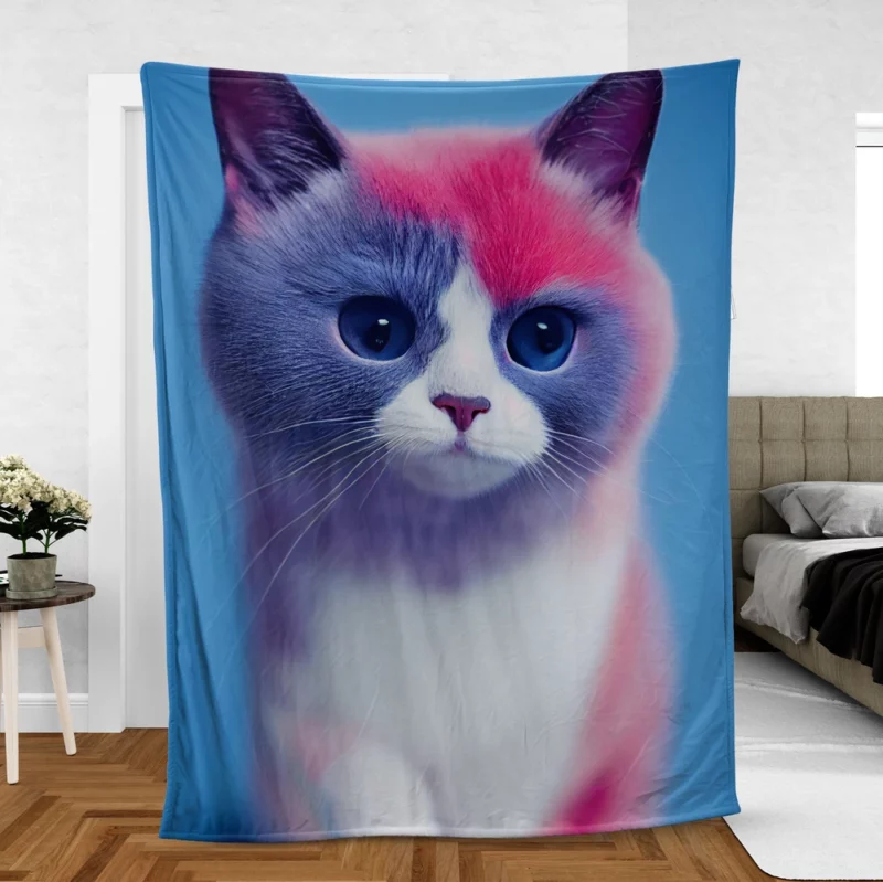 Cute Snowshoe Cat Fleece Blanket