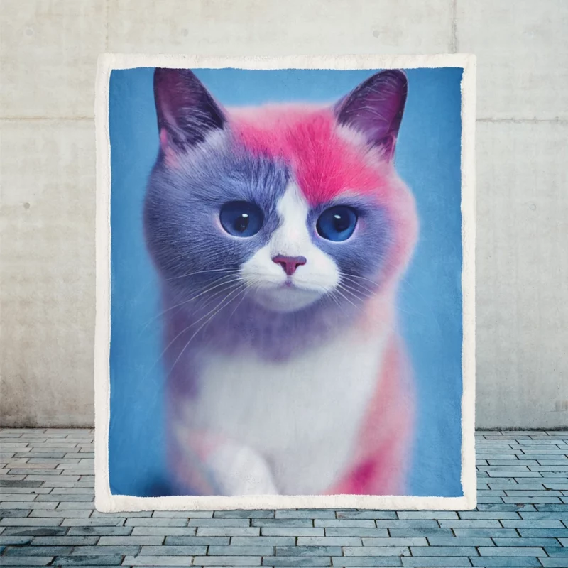 Cute Snowshoe Cat Sherpa Fleece Blanket