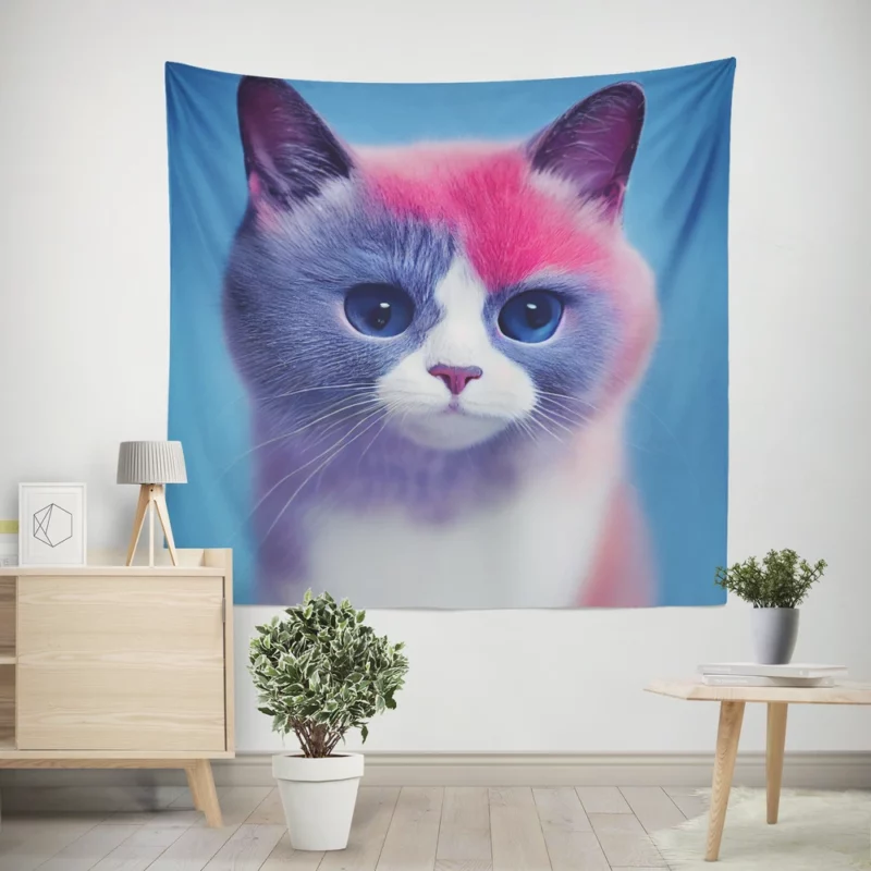 Cute Snowshoe Cat Wall Tapestry