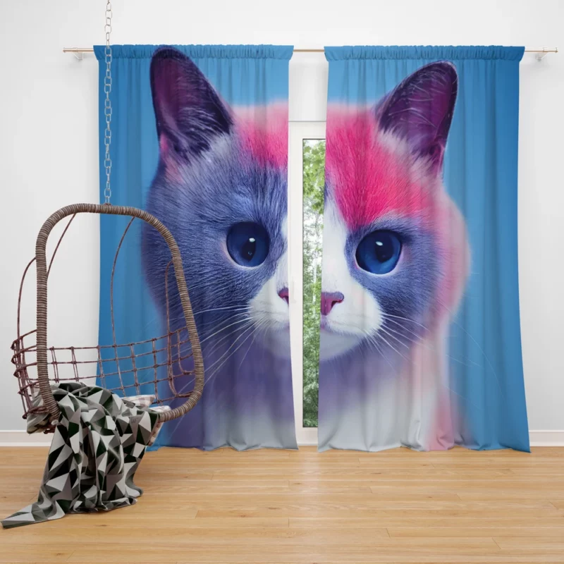 Cute Snowshoe Cat Window Curtain