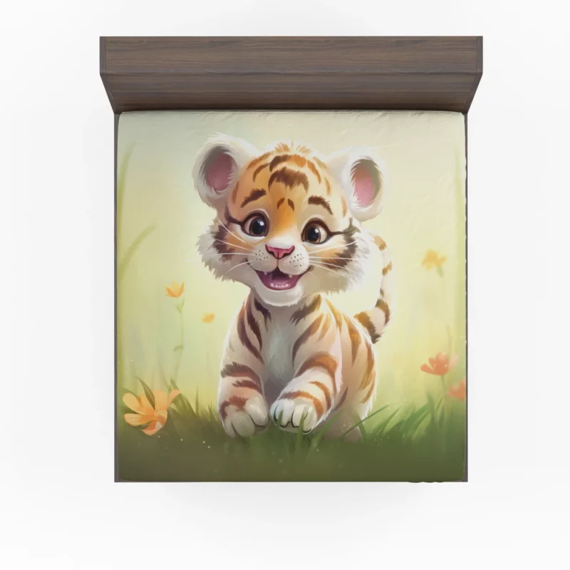 Cute Tiger Illustration Fitted Sheet