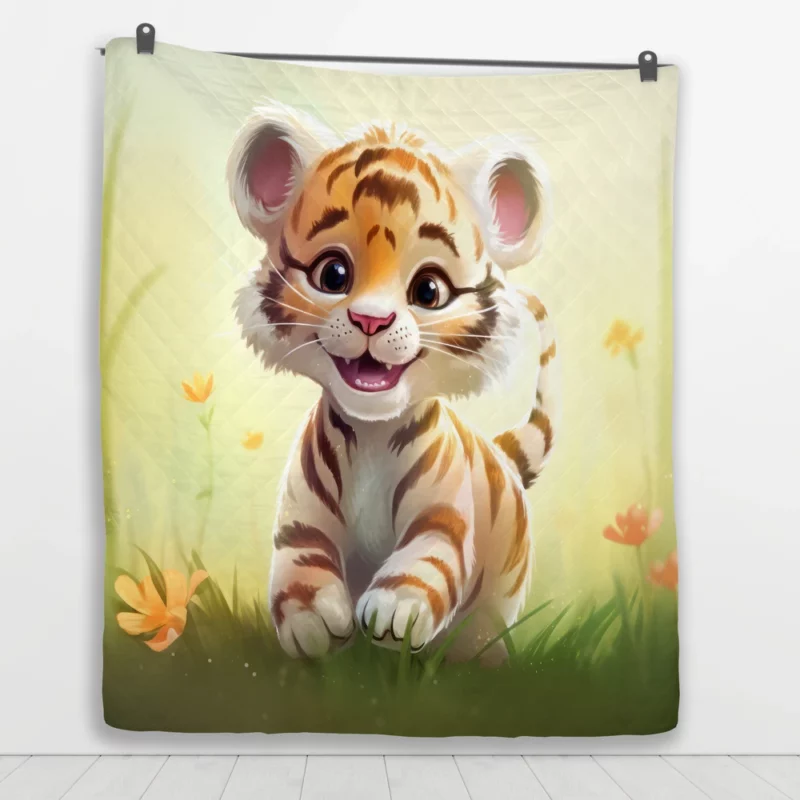 Cute Tiger Illustration Quilt Blanket 1